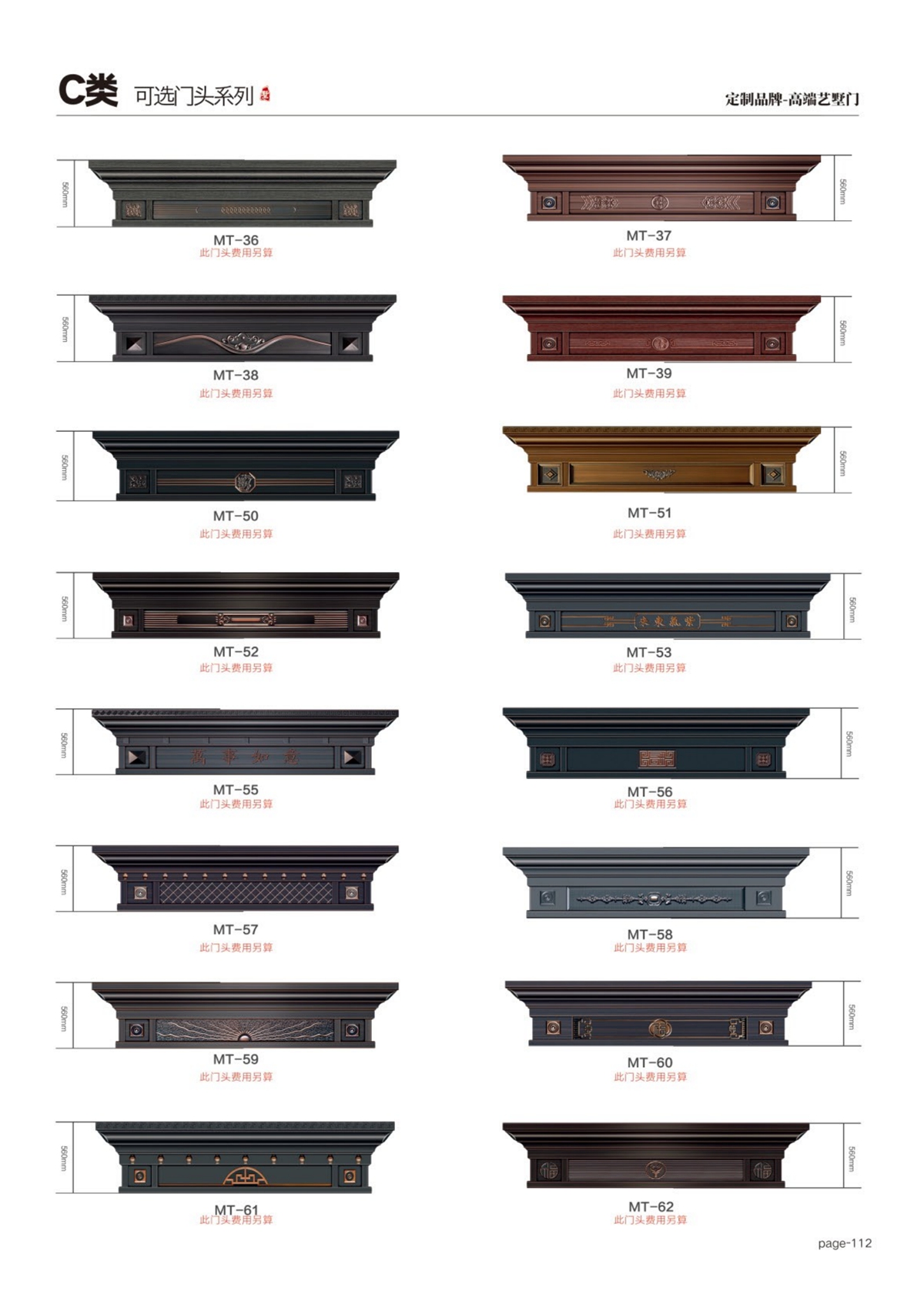 艺术轻奢高定大门可选门头系列
